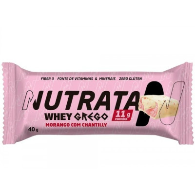 NUTRATA GREEK WHEY BAR MORANGO COM CHANTILLY FLAVOR 40G
